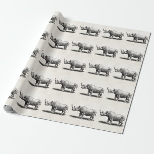 Papel De Presente Rhinos do rinoceronte da ilustração do rinoceronte