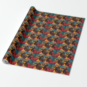 Papel De Presente Rhodesian Ridgeback Corações Rosas Dia dos Namorad