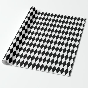 Papel De Presente Rhombusos Geométricos do Harlequin Preto Branco El