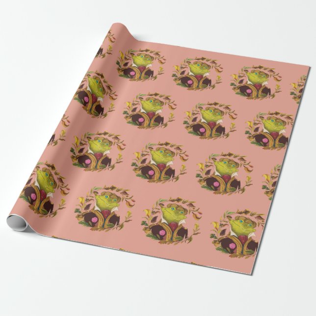 Papel De Presente Ribbitson Holiday Wrapping Paper (Desenrolado)
