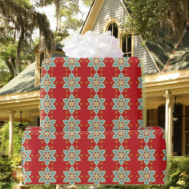 Papel De Presente Rich Colonial Red Quilt Patterno Birthday Giftwrap