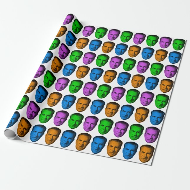 Papel De Presente Richard Nixon em Cores Vivas (Desenrolado)