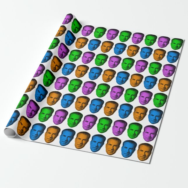 Papel De Presente Richard Nixon em Vivid Color (Desenrolado)