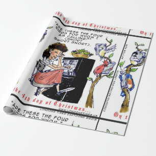 Papel De Presente Rick London Ernestine Pássaros Chamando Natal