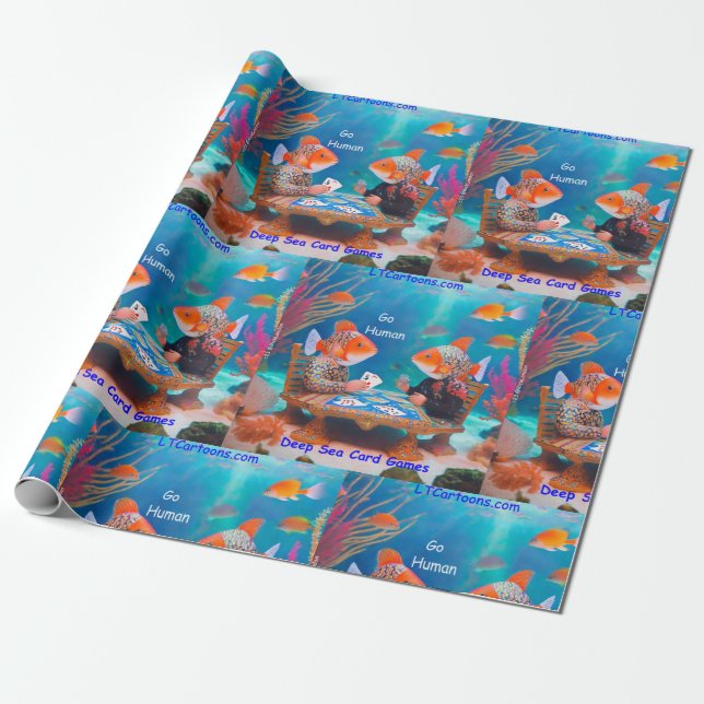 Papel De Presente Rick London Peixe Jogando "Go Fish" Jogo de Cartas (Desenrolado)