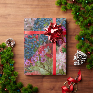 Papel De Presente Rico Buquê Floral de Outono com Gerberas e Frutas