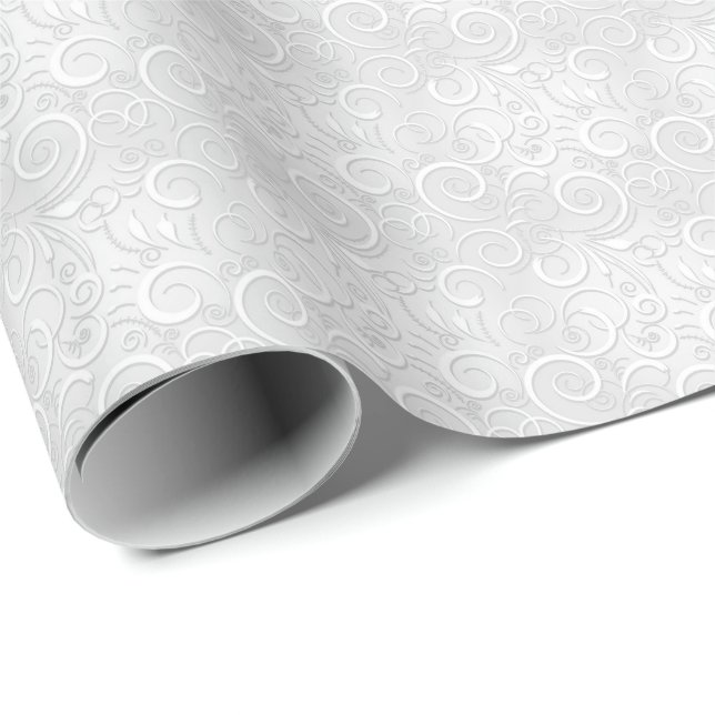 Papel De Presente Rico De Natal Branco De Casamento De Silver (Ponta do rolo)