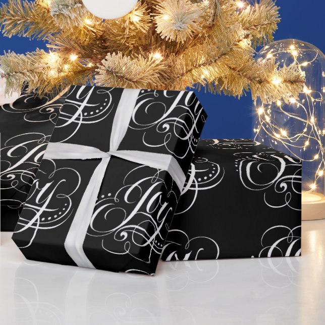 Papel De Presente Rico de Natal - Joy Chalk Calliographic Lettering (Feriados)
