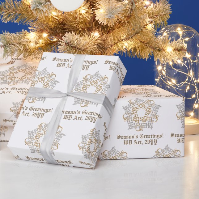 Papel De Presente Rico Personalizado Feliz Natal Dourado Prata (Feriados)