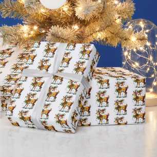 Papel De Presente Rincas-de-cabeça-branca festiva de Natal