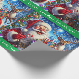 Papel De Presente Rindo do Papai Noel Adicionar o nome da garota Nat