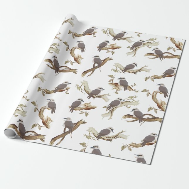 Papel De Presente Rindo Kookaburra - Pássaro Australiano Eucalyptus (Desenrolado)
