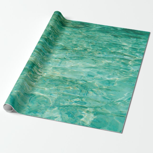 Papel De Presente Rio lacquer oceânico aquático (Desenrolado)