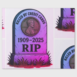 Papel De Presente RIP Lincoln Penny – Design de Lápide de Inflação