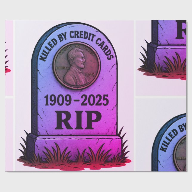 Papel De Presente  RIP Lincoln Penny – Design de Lápide de Inflação  (Aberto)