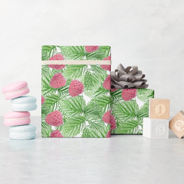 Papel De Presente Ripas, bagas, framboesas (Chá de bebê)
