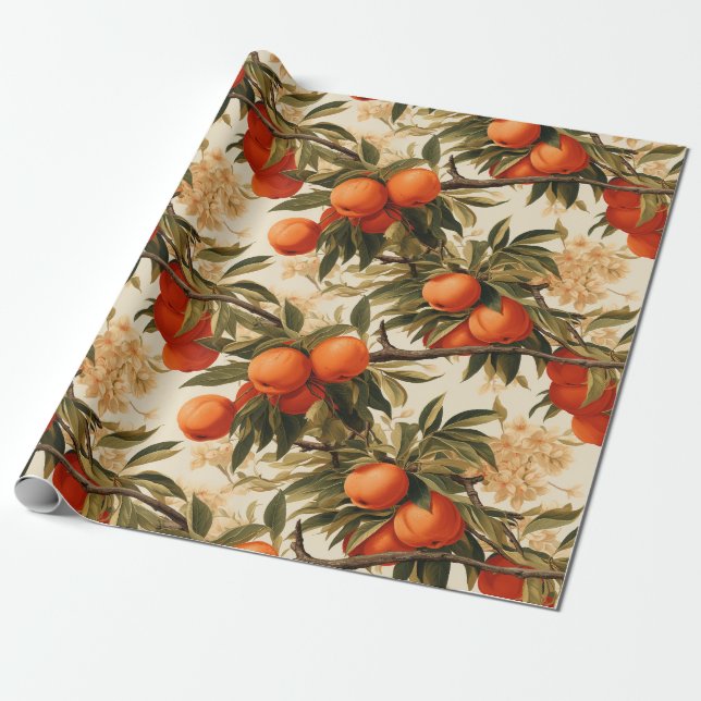 Papel De Presente Ripe Orange Branch (Desenrolado)