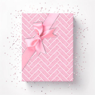Papel De Presente Ripple Herringbone em Rosa
