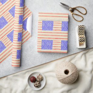 Papel De Presente Riqueza aquática padrão americano de bandeira