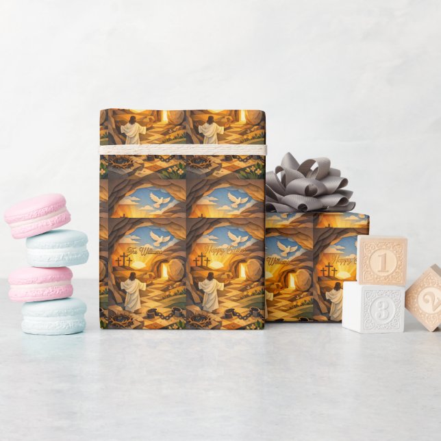 Papel De Presente Risen Jesus Empty Tomb 3D Papercut Easter Gift (Chá de bebê)