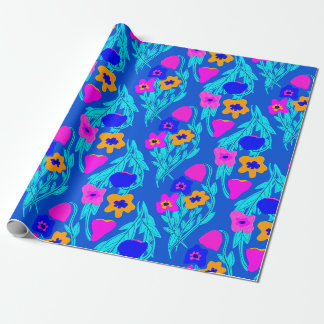 Papel De Presente Riso Impressão Flores Colores Brilhantes