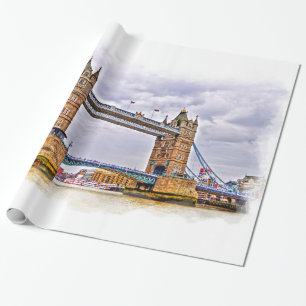 Papel De Presente River Thames & Tower Bridge, Londres, Inglaterra