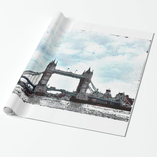 Papel De Presente River Thames & Tower Bridge, Londres, Inglaterra (Desenrolado)