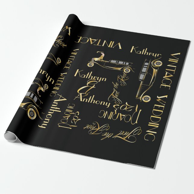 Papel De Presente Roaring Twenties Gatsby Style Casamento de Present (Desenrolado)
