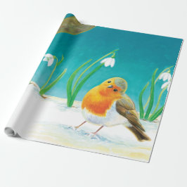 Papel De Presente Robin Bird (Erithacus rubecula)