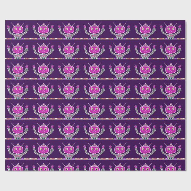 Papel De Presente Robô Alienígena feliz (Aberto)