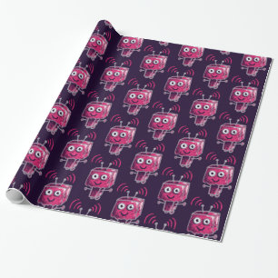 Papel De Presente Robô robot rosa e geek