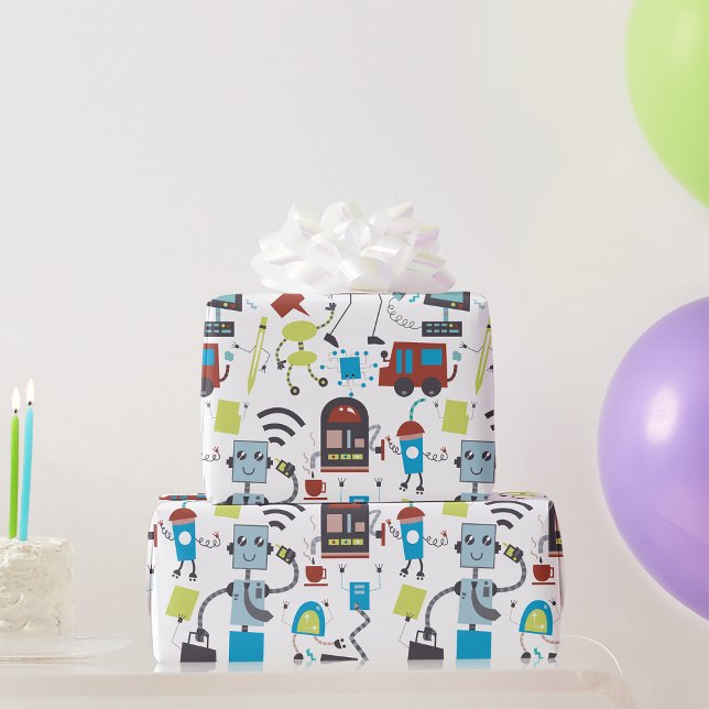 Papel De Presente Robot Doodles (Criador carregado)