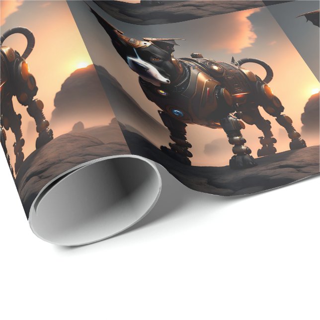 Papel De Presente Robot Staffordshire Bull Terrier, papel embrulhado (Ponta do rolo)