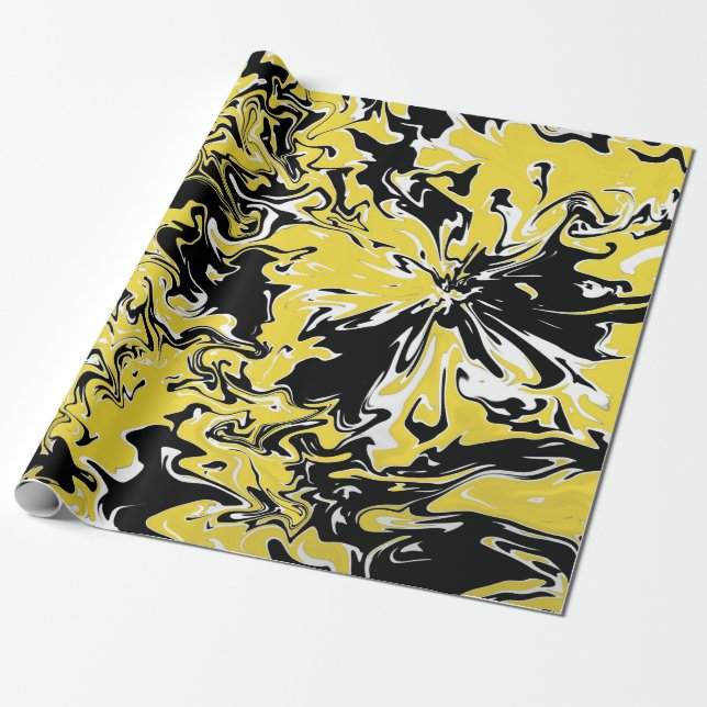 Papel De Presente Rochas de preto, branco e amarelo (Desenrolado)