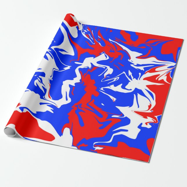 Papel De Presente Rochas de vermelho, branco e azul (Desenrolado)