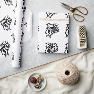 Papel De Presente Rock Chick – Tipografia Preta e Branca Ousada