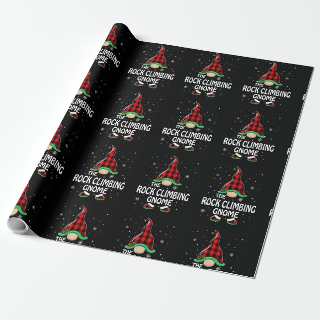 Papel De Presente Rock Climbing Gnome Buffalo Plaid Matching Family (Desenrolado)