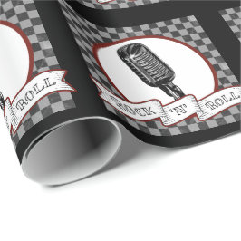 Papel De Presente Rock & Roll - Microfone Retro Montado Rockabilly P