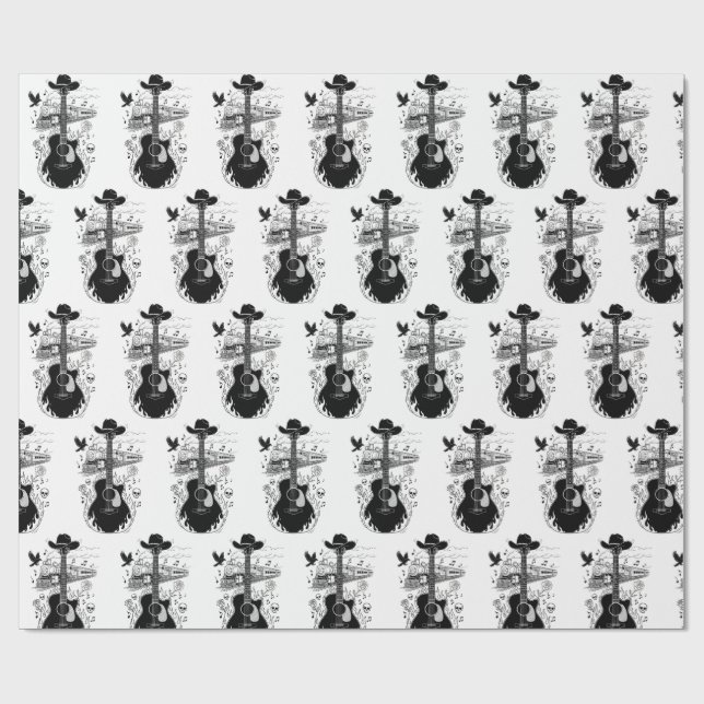 Papel De Presente Rockabilly Wrapping, Johnny Cash Theme Gift (Aberto)
