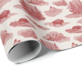 Papel De Presente Rocky Mountain Animal Toile (Red on...)