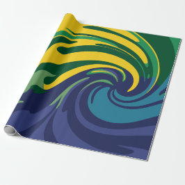 Papel De Presente Roda vibrante de verde, amarelo e azul