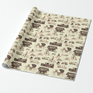 Papel De Presente Rodas Vintage