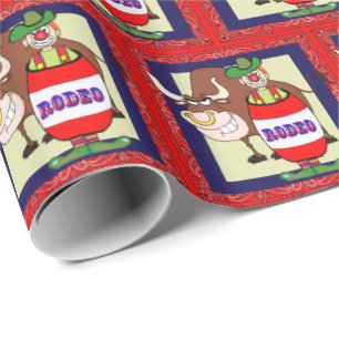Papel De Presente Rodeio Ocidental - Clown Barrel E Bull