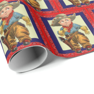 Papel De Presente Rodeio Ocidental Vintage Cowboy Kid Wraps
