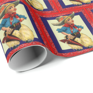 Papel De Presente Rodeio Ocidental Vintage Cowboy Kid Wraps