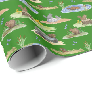 Papel De Presente Rodent Toile Wrapping Paper (Original on Green)