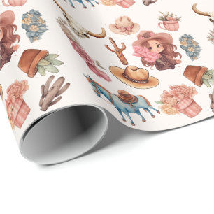 Papel De Presente Rodeo Aniversário do Partido Wildwest Ocidental