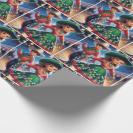 Papel De Presente Rodeo Cowboy Garotos Gritando Luzes De Natal