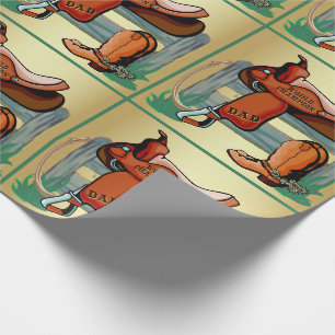 Papel De Presente Rodeo Ocidental Cowboy Saddle Boots Pai Rope