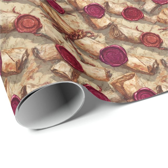 Papel De Presente Rolamentos Antigos com Selas de Cera D&D Lore (Ponta do rolo)